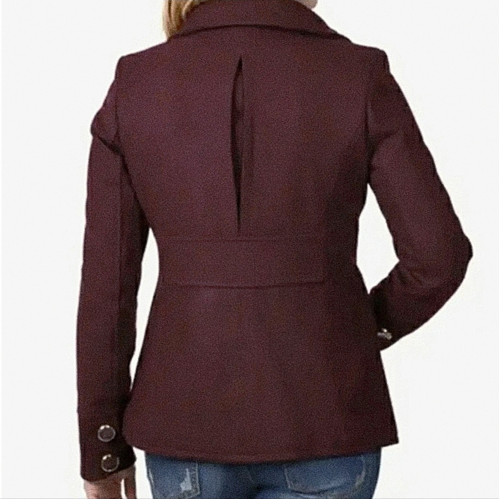Kenneth Cole New York Double Breasted Funnel Collar Wool Blend Coat Size 14 - Picture 16 of 16